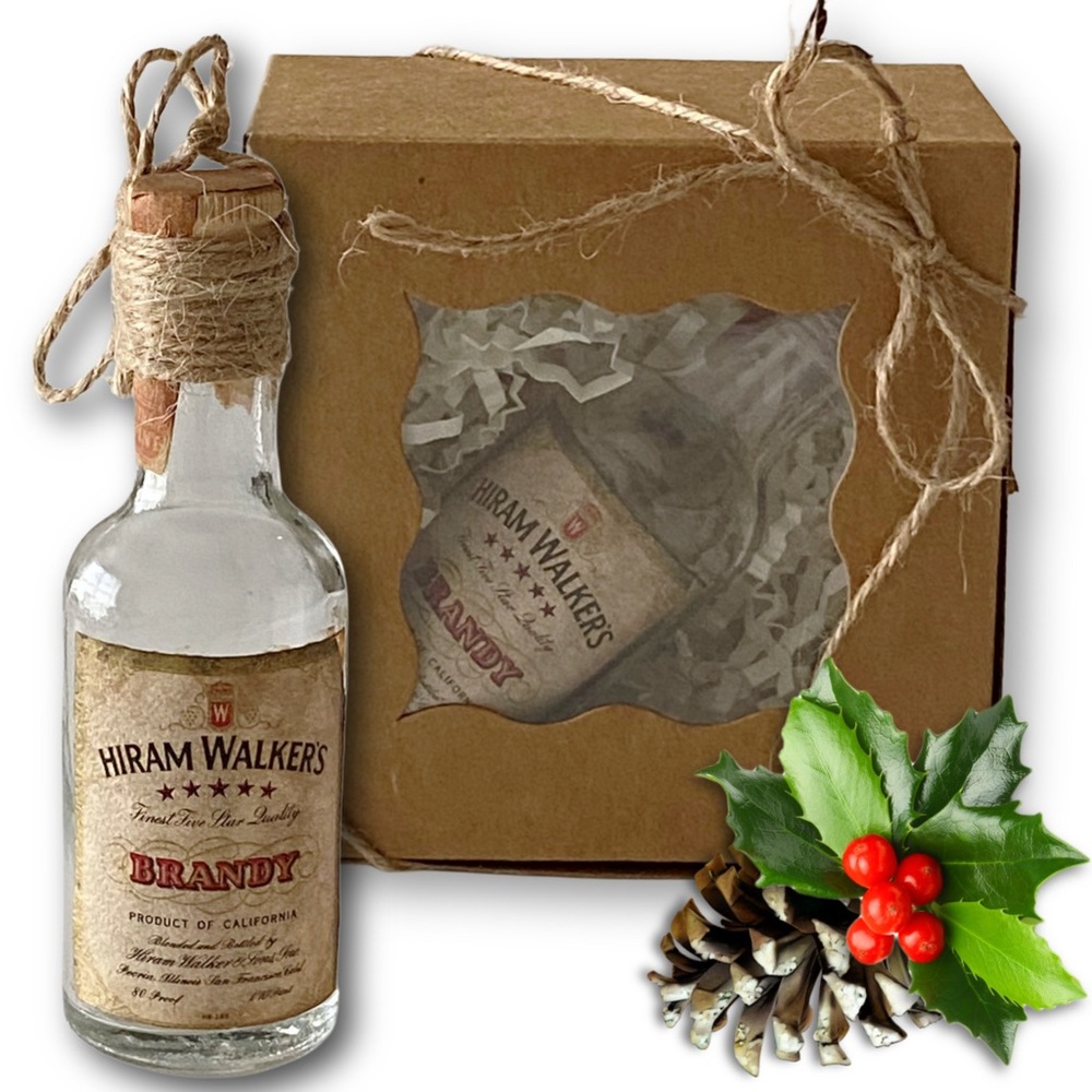 Hiram Walker's Finest Five Star Brandy Artisan Vintage Glass Bottle Ornament